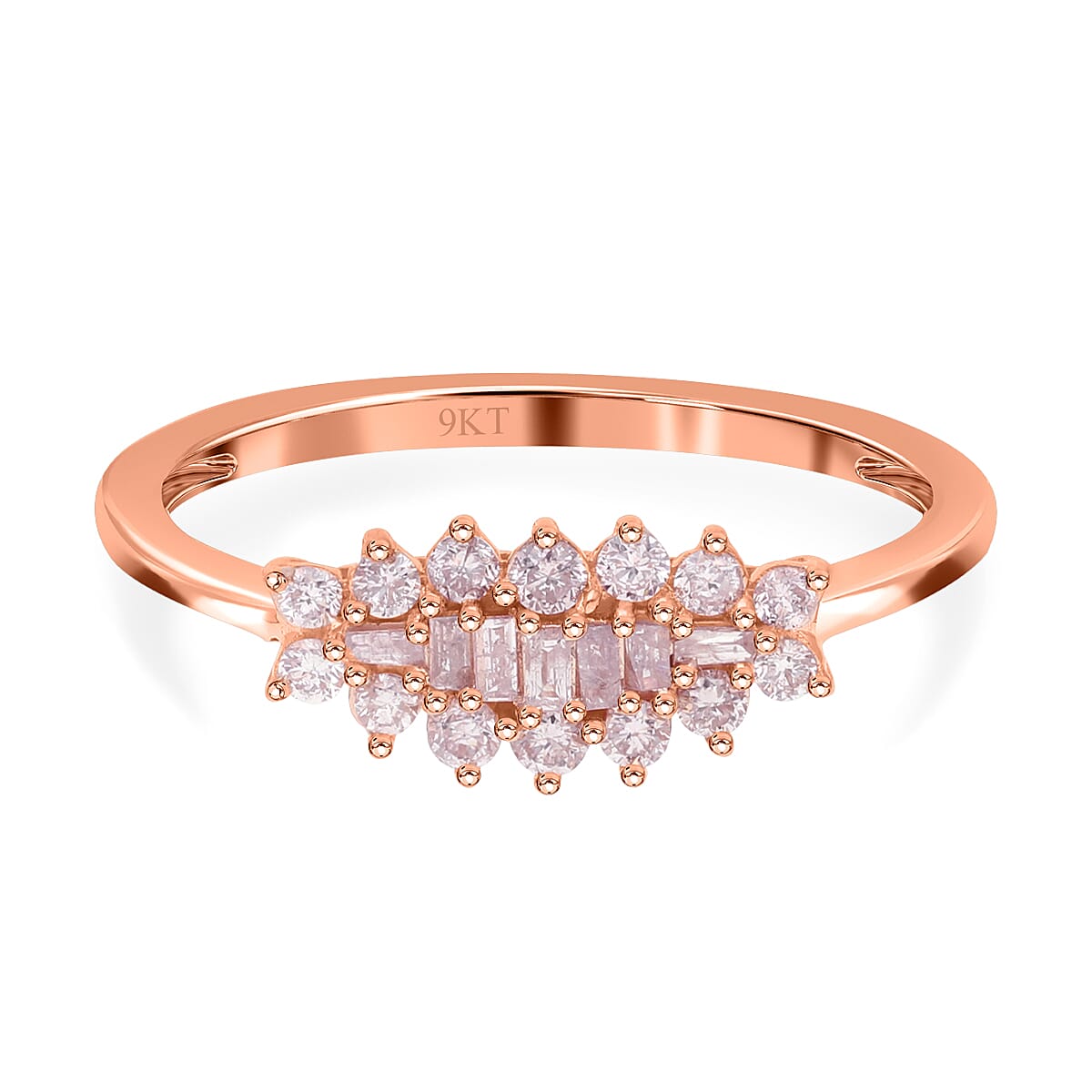 9K Rose Gold SGL Certified Natural Pink Diamond Boat Ring 0.33 Ct.