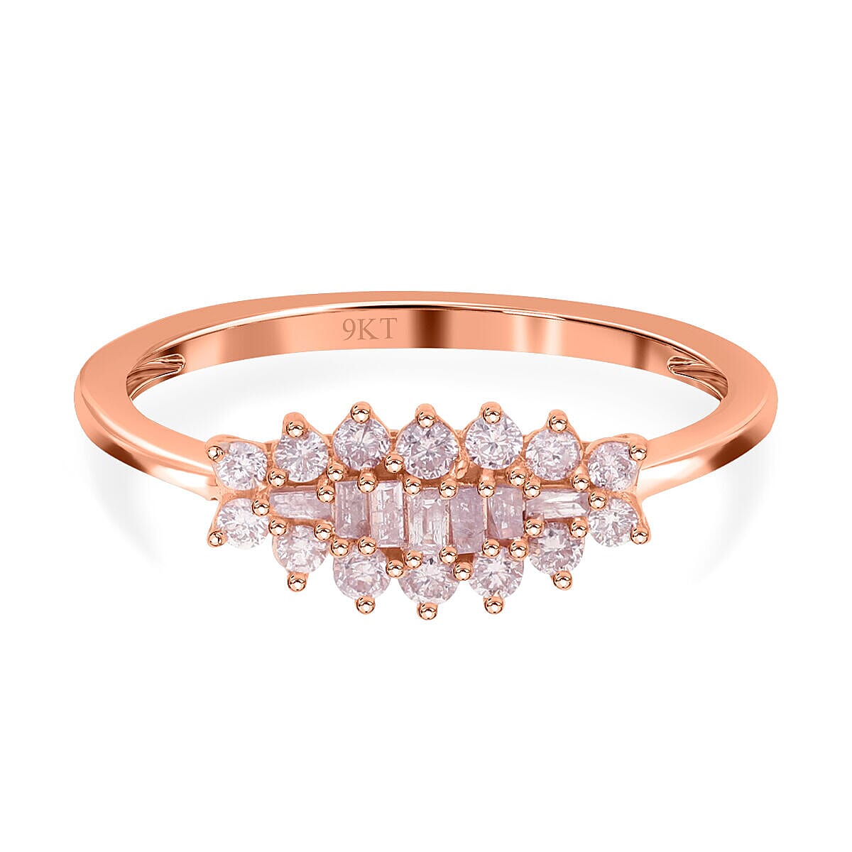 9K Rose Gold SGL Certified Natural Pink Diamond Boat Ring 0.33 Ct.