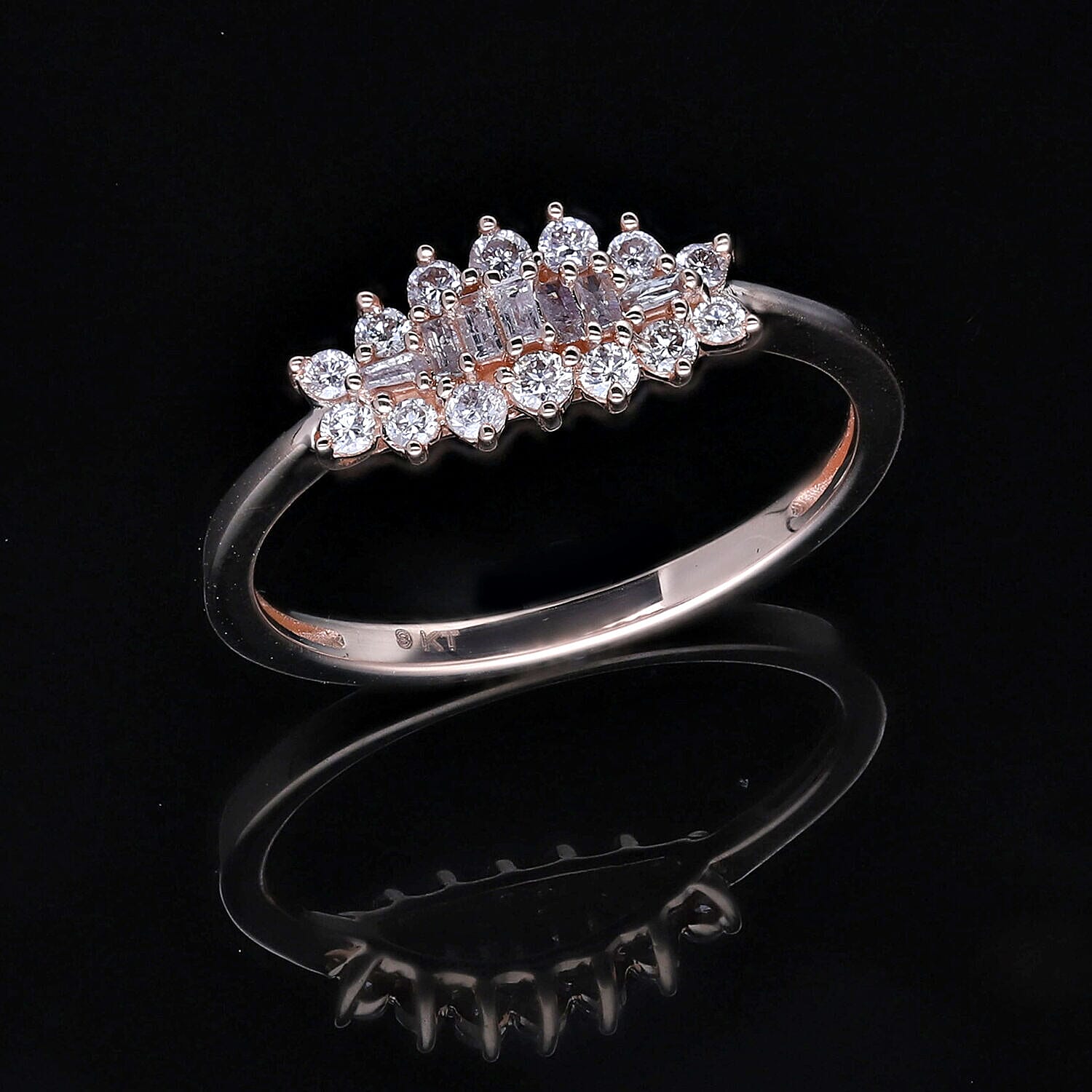 9K Rose Gold SGL Certified Natural Pink Diamond Boat Ring 0.33 Ct.