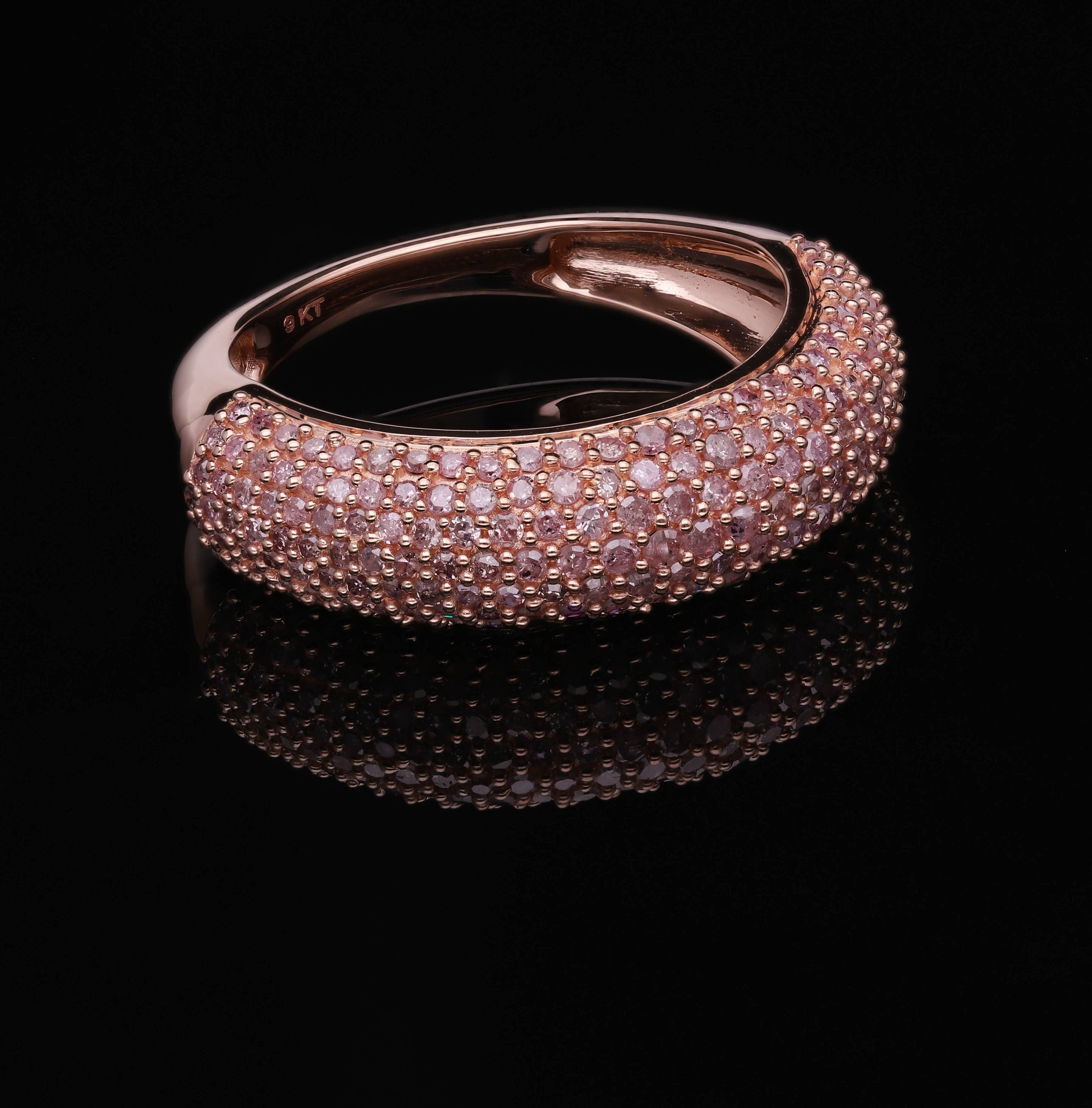 9K Rose Gold SGL Certified Natural Pink Diamond Ring 1.00 Ct.