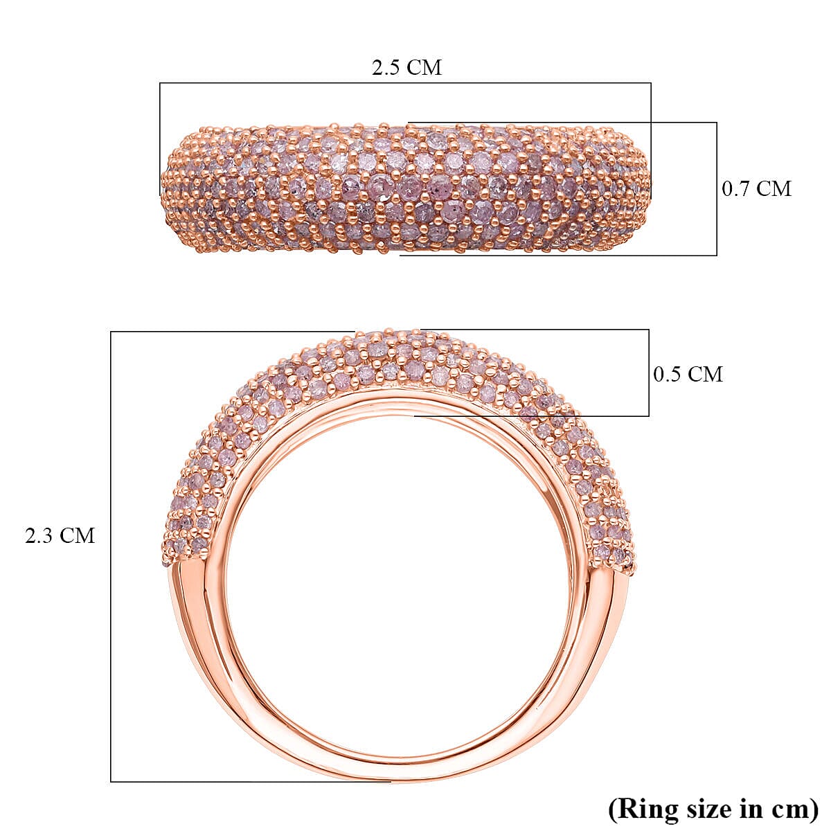 9K Rose Gold SGL Certified Natural Pink Diamond Ring 1.00 Ct.