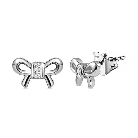 Diamond Stud Earrings (with Push Back) in Platinum Overlay Sterling Silver 0.030 Ct.