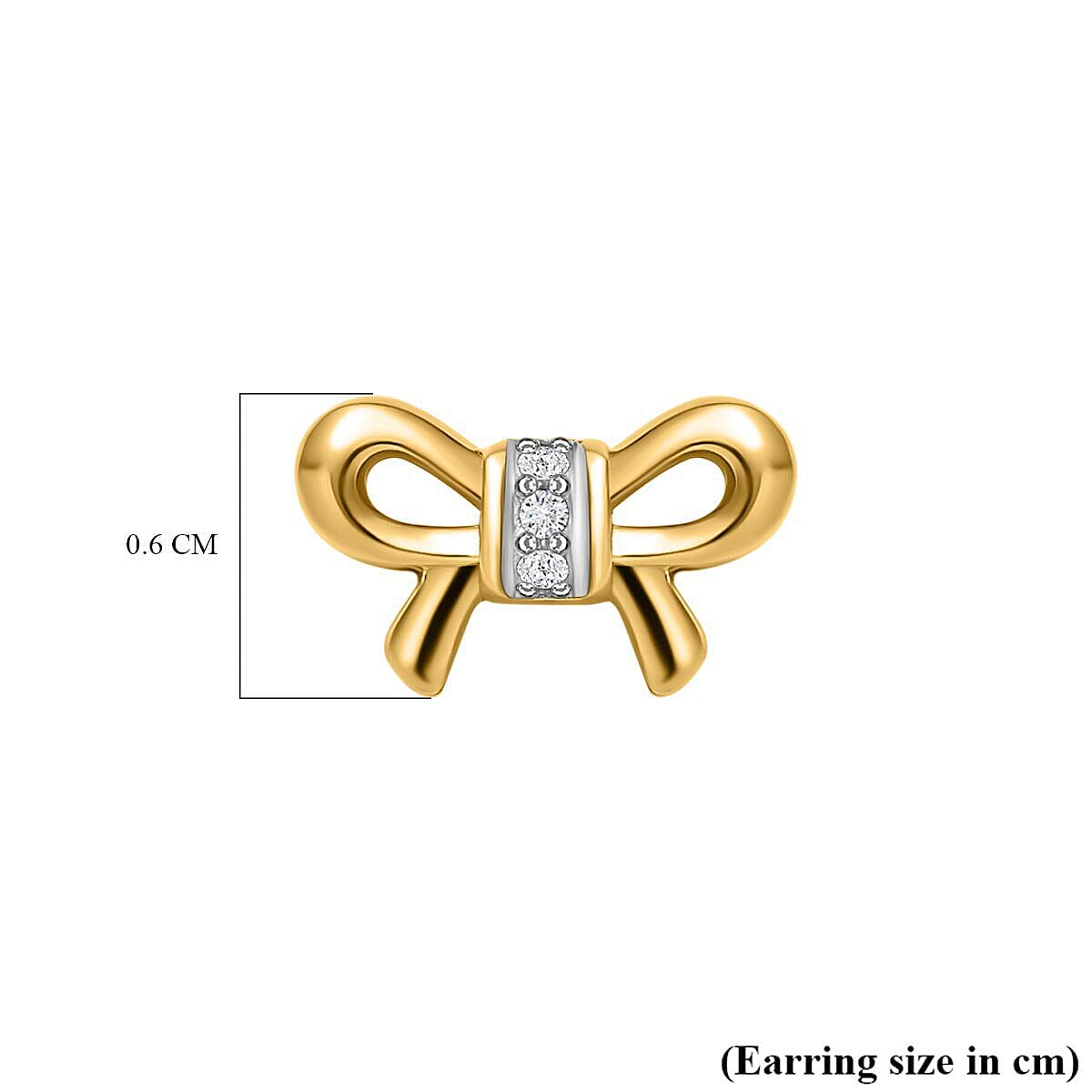 Diamond Stud Earrings (with Push Post) in 18K Vermeil Yellow Gold Plated Sterling Silver