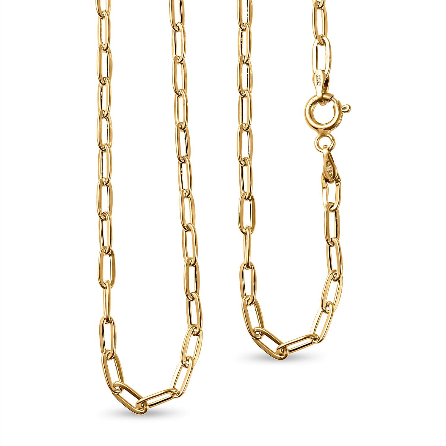 Maestro Collection - 9K Yellow Gold Paperclip Necklace (Size - 24) with Spring Ring Clasp.