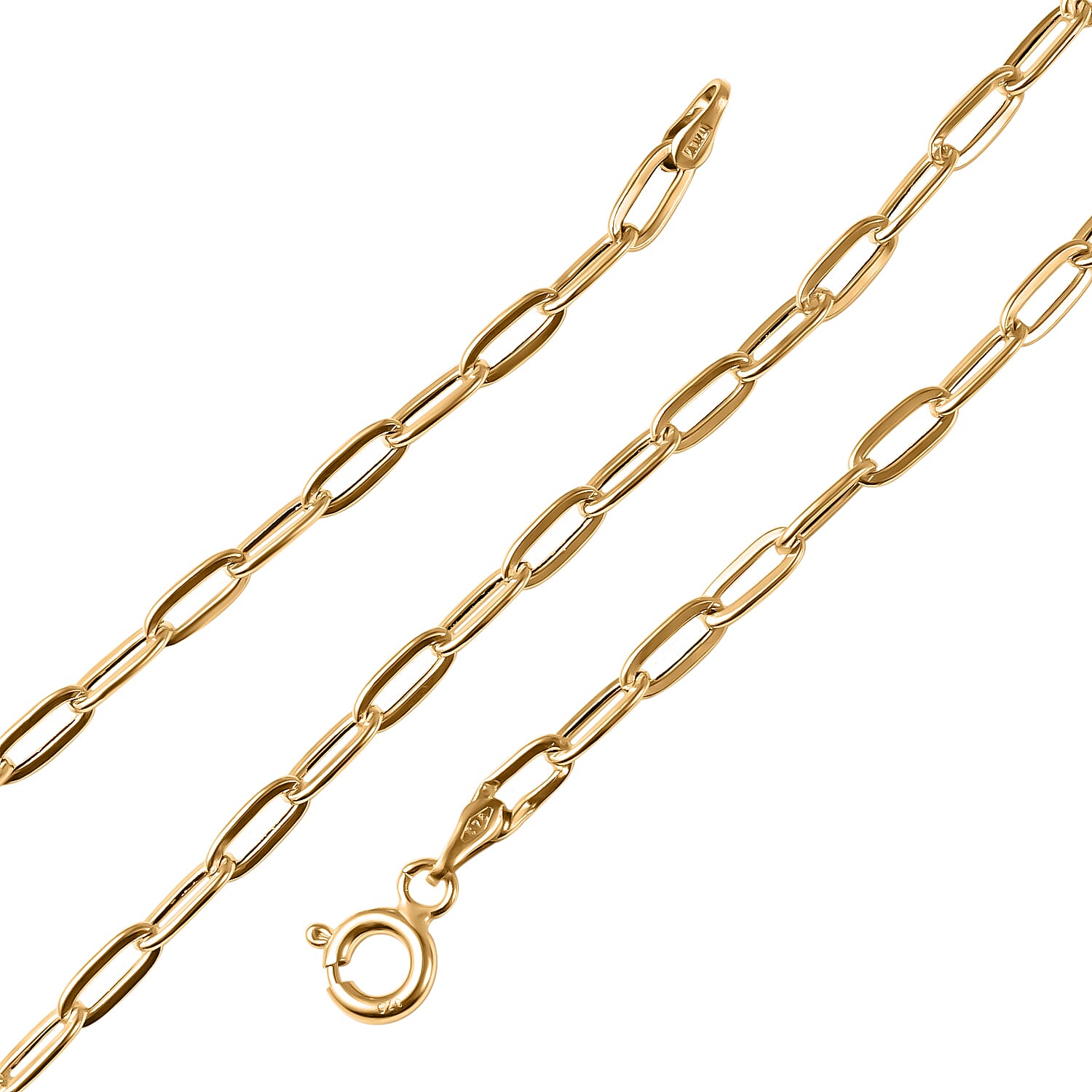 Maestro Collection - 9K Yellow Gold Paperclip Necklace (Size - 24) with Spring Ring Clasp.