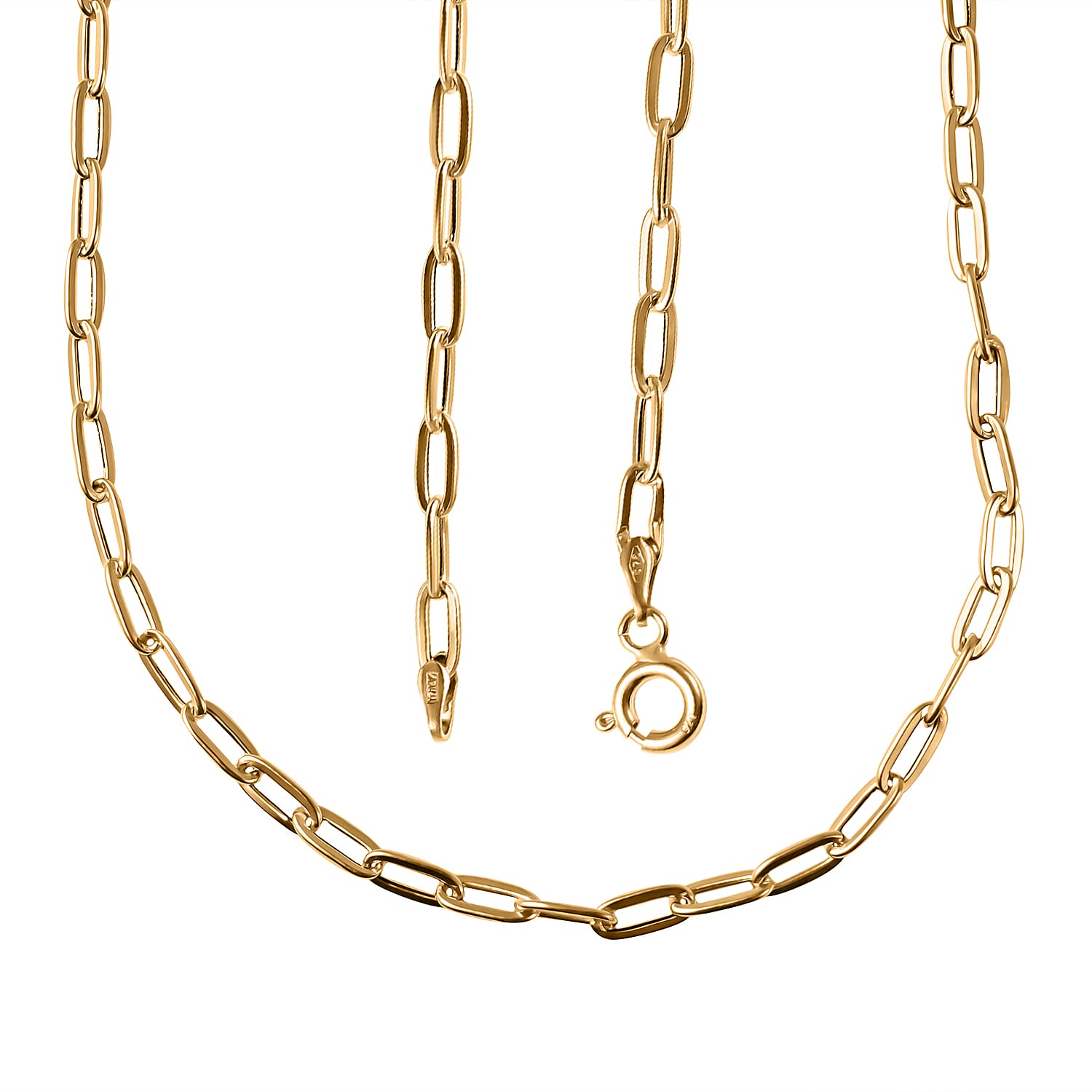 Maestro Collection - 9K Yellow Gold Paperclip Necklace (Size - 24) with Spring Ring Clasp.