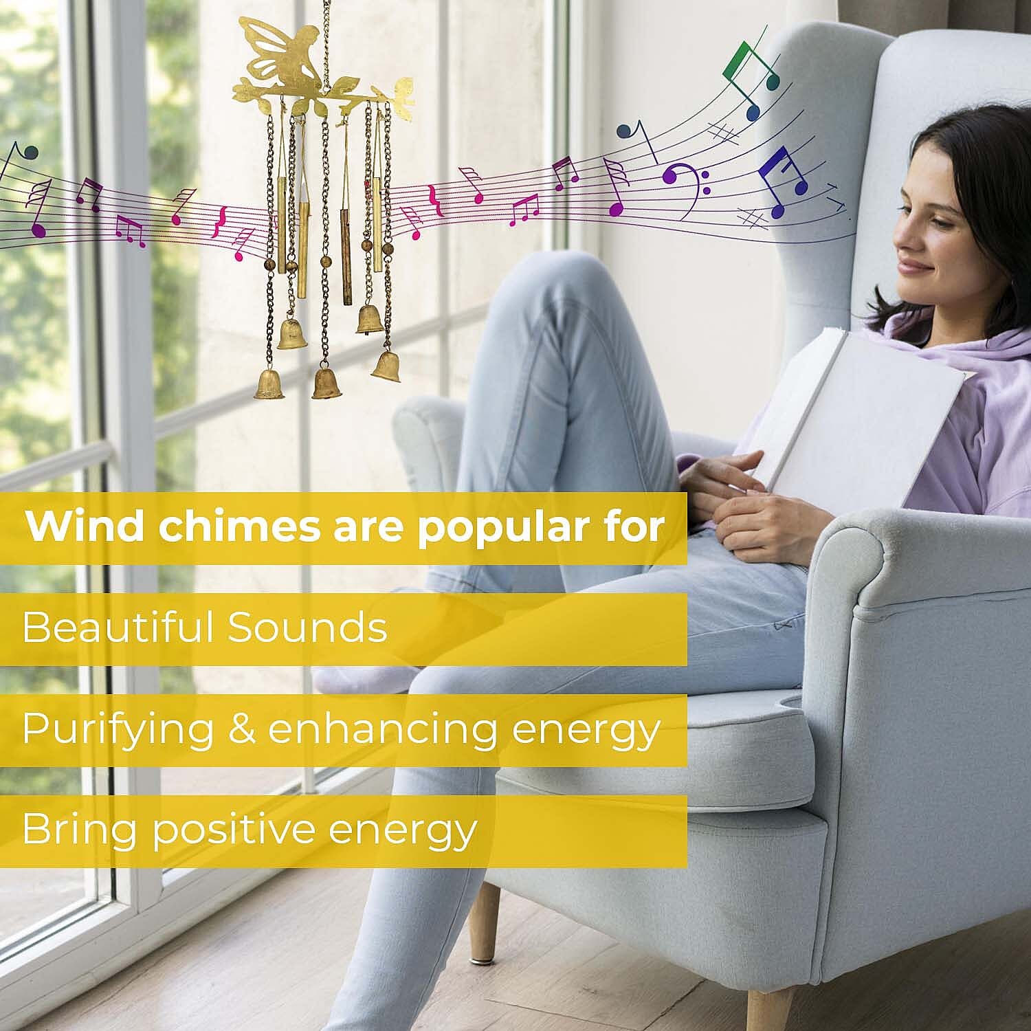 Closeout Deal Antique Look Brass Finish Metal Wind Chime with Miniature Bells - Fairy