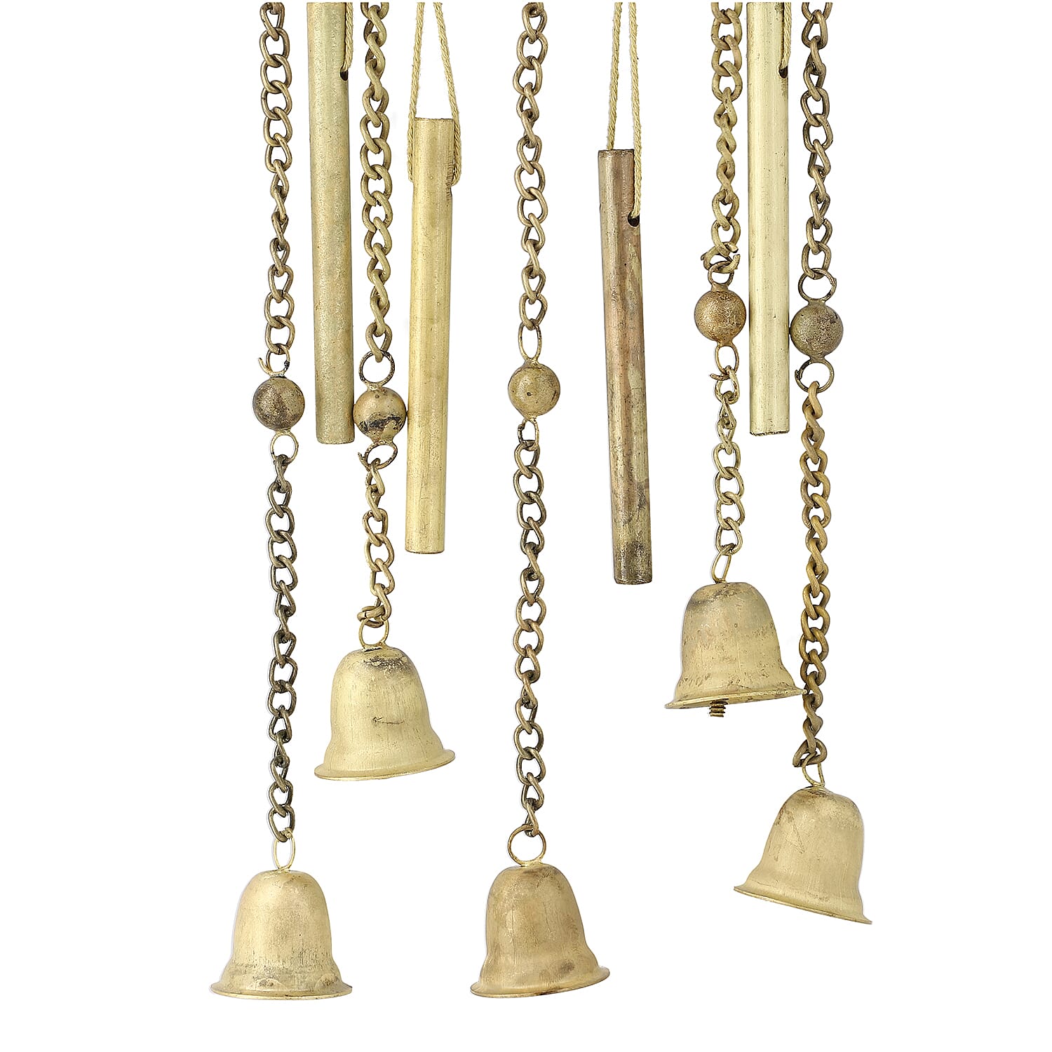 Closeout Deal Antique Look Brass Finish Metal Wind Chime with Miniature Bells - Fairy