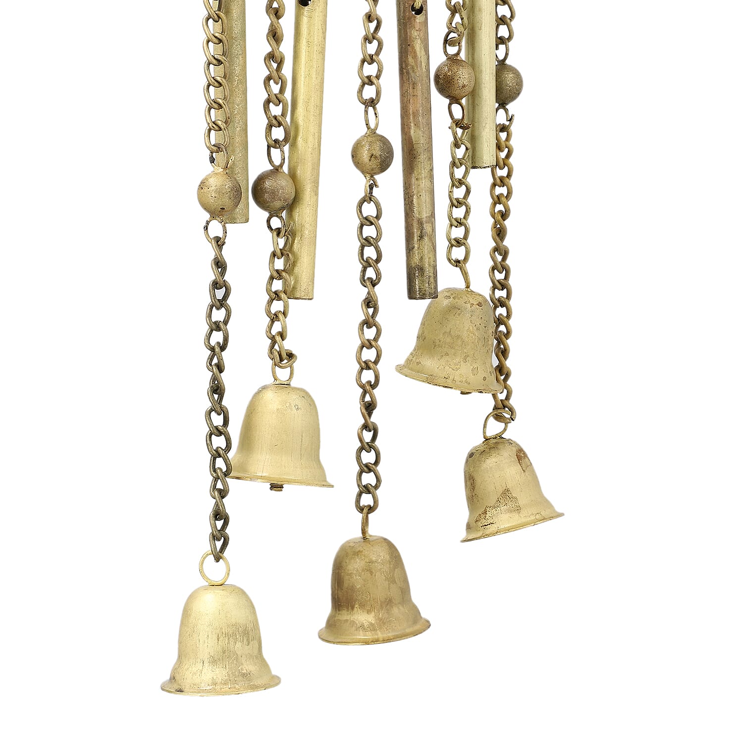 Closeout Deal Antique Look Brass Finish Metal Wind Chime with Miniature Bells - Fairy