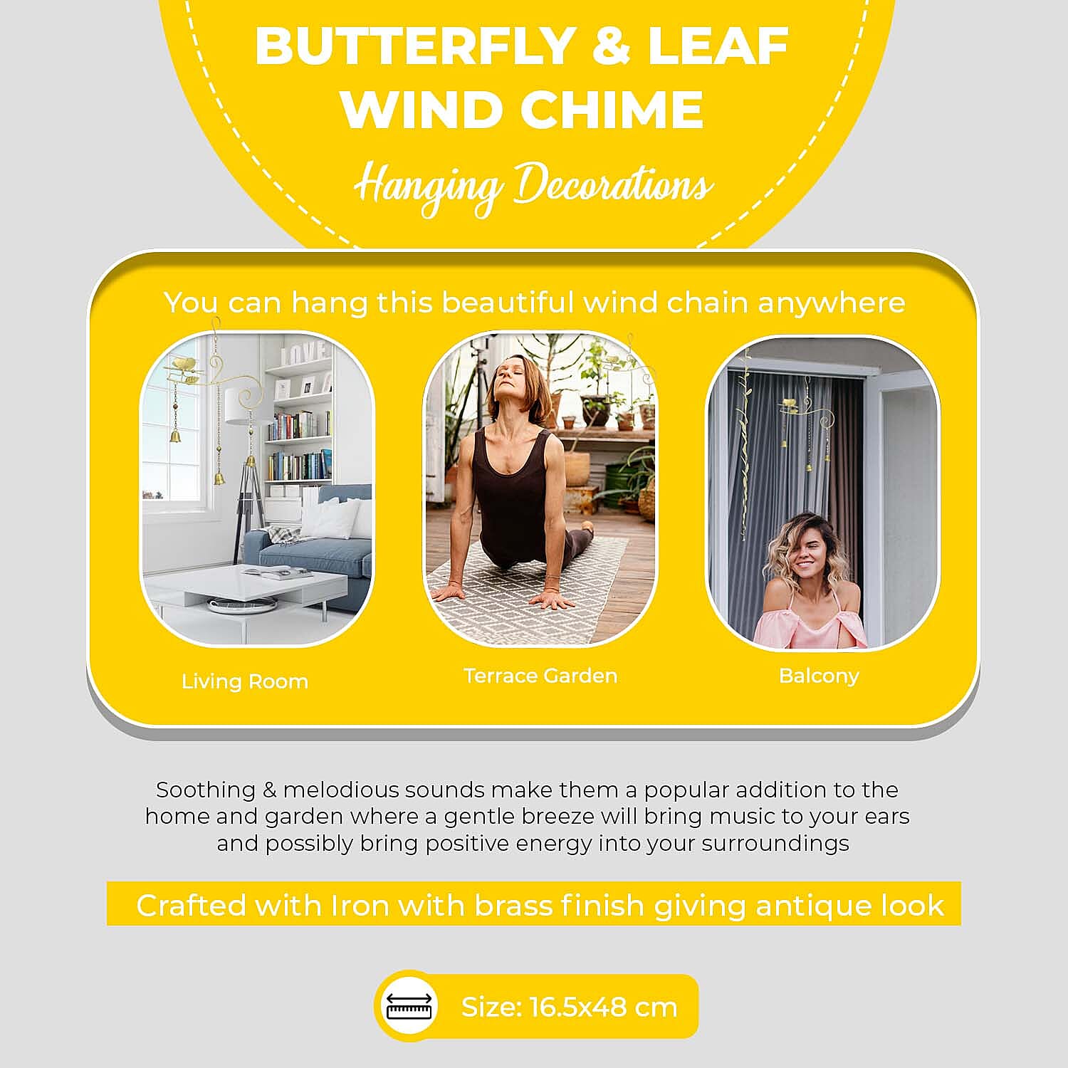 Hanging Decoration (Size 16x48x1 cm) - Yellow & Yellow