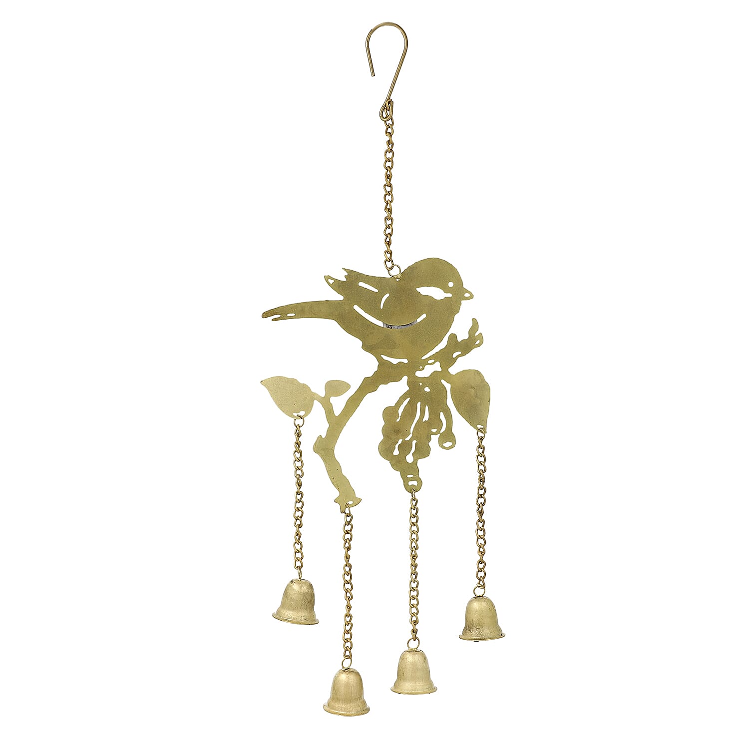Antique Look Brass Finish Metal Wind Chime - Sparrow