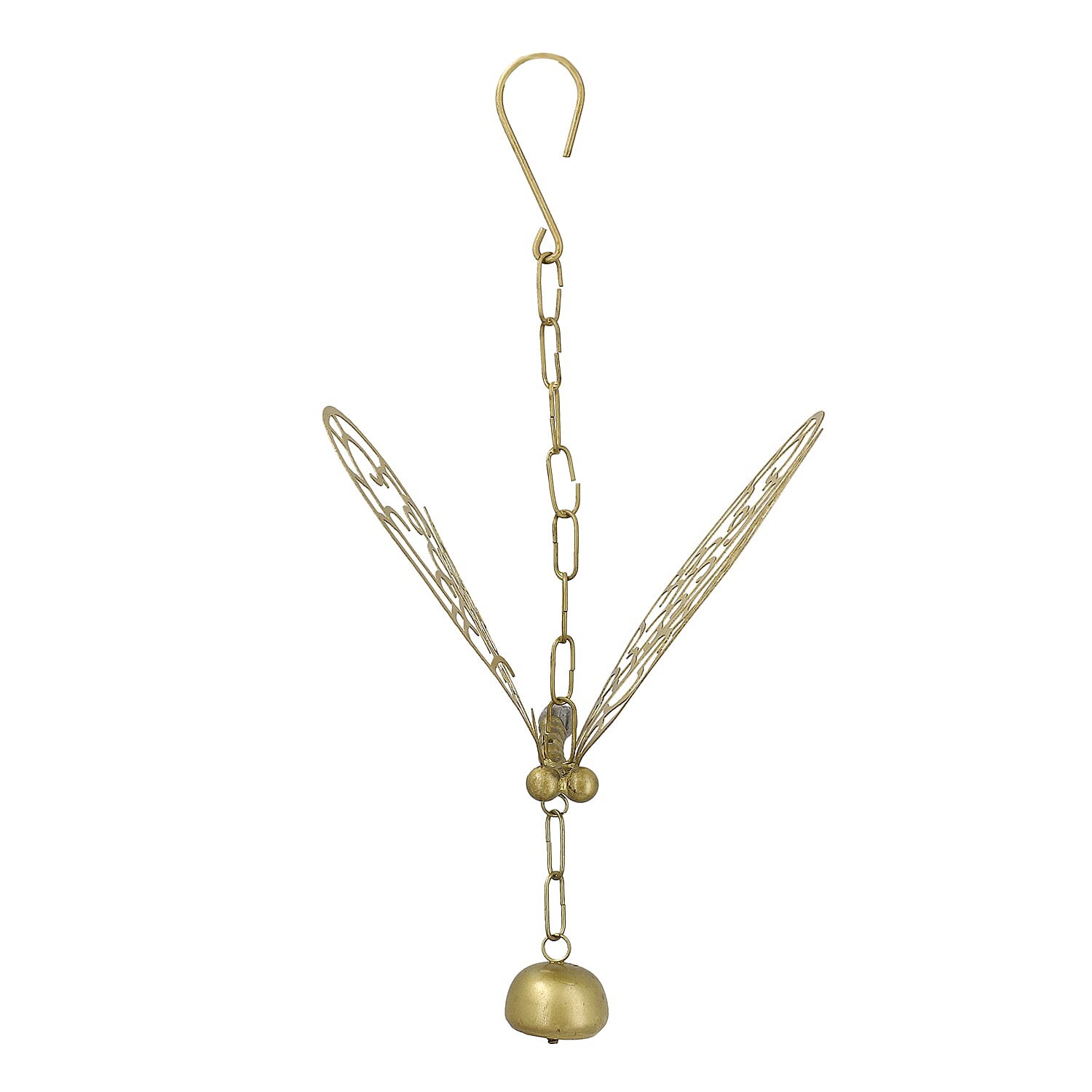 Antique Look Brass Finish Metal Wind Chime - Dragonfly