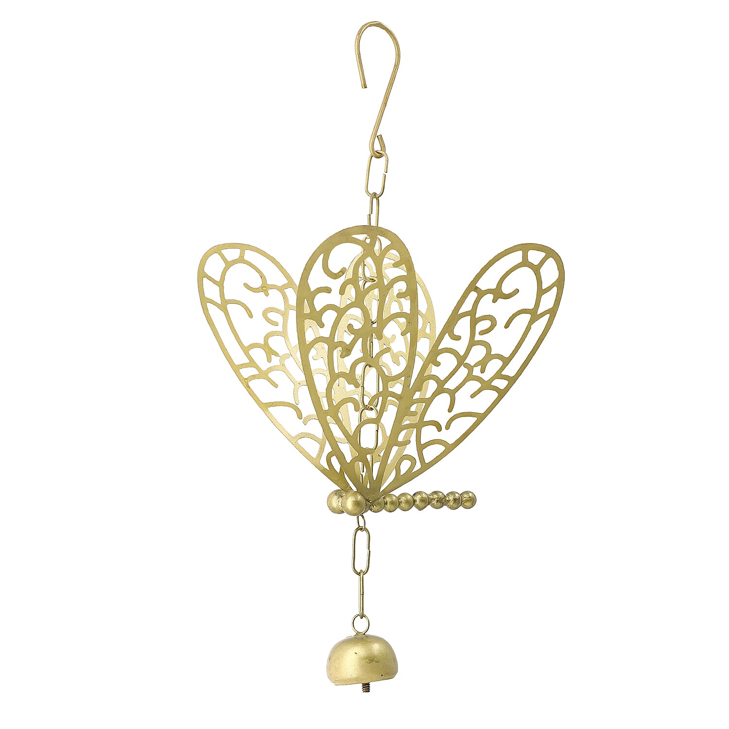 Antique Look Brass Finish Metal Wind Chime - Dragonfly
