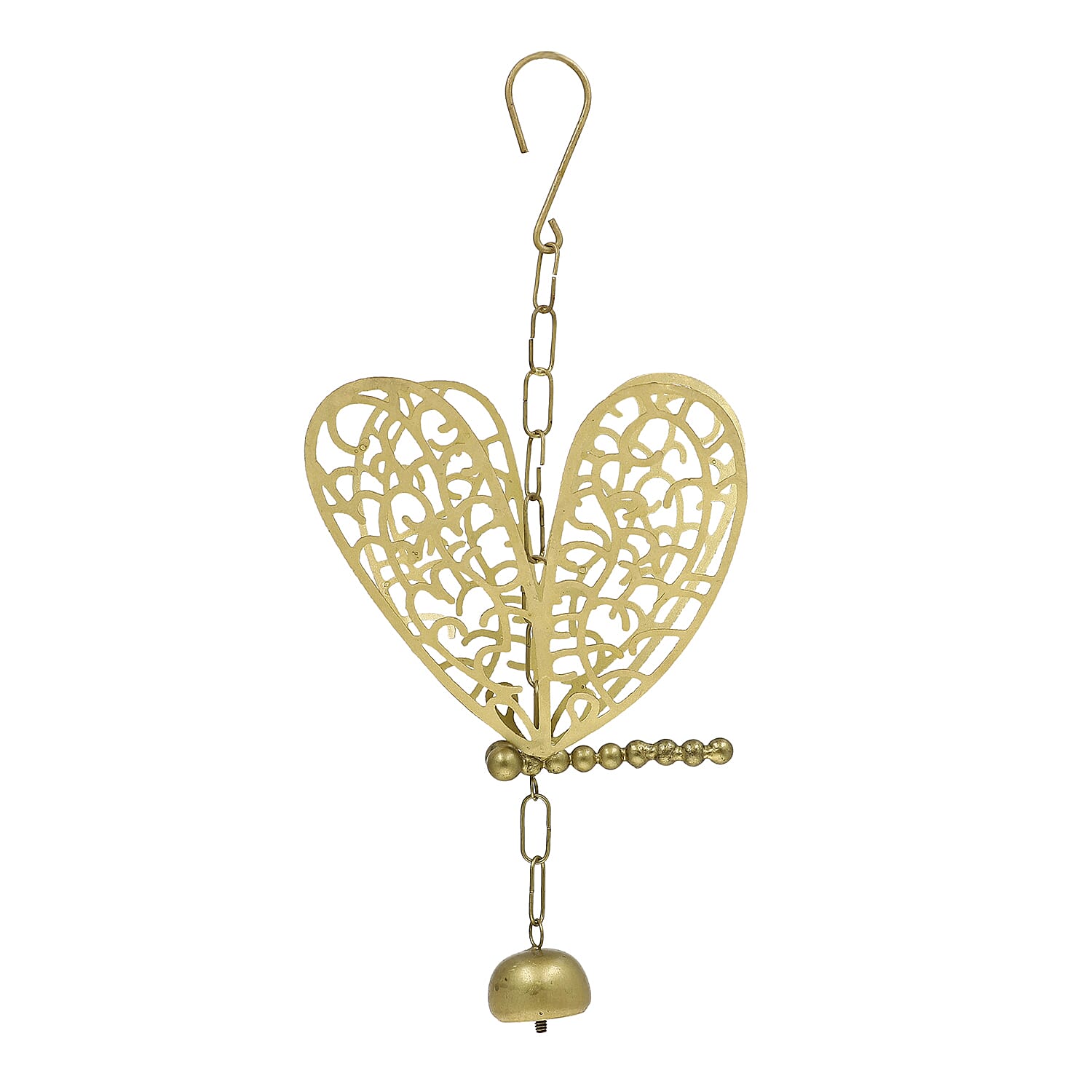 Antique Look Brass Finish Metal Wind Chime - Dragonfly