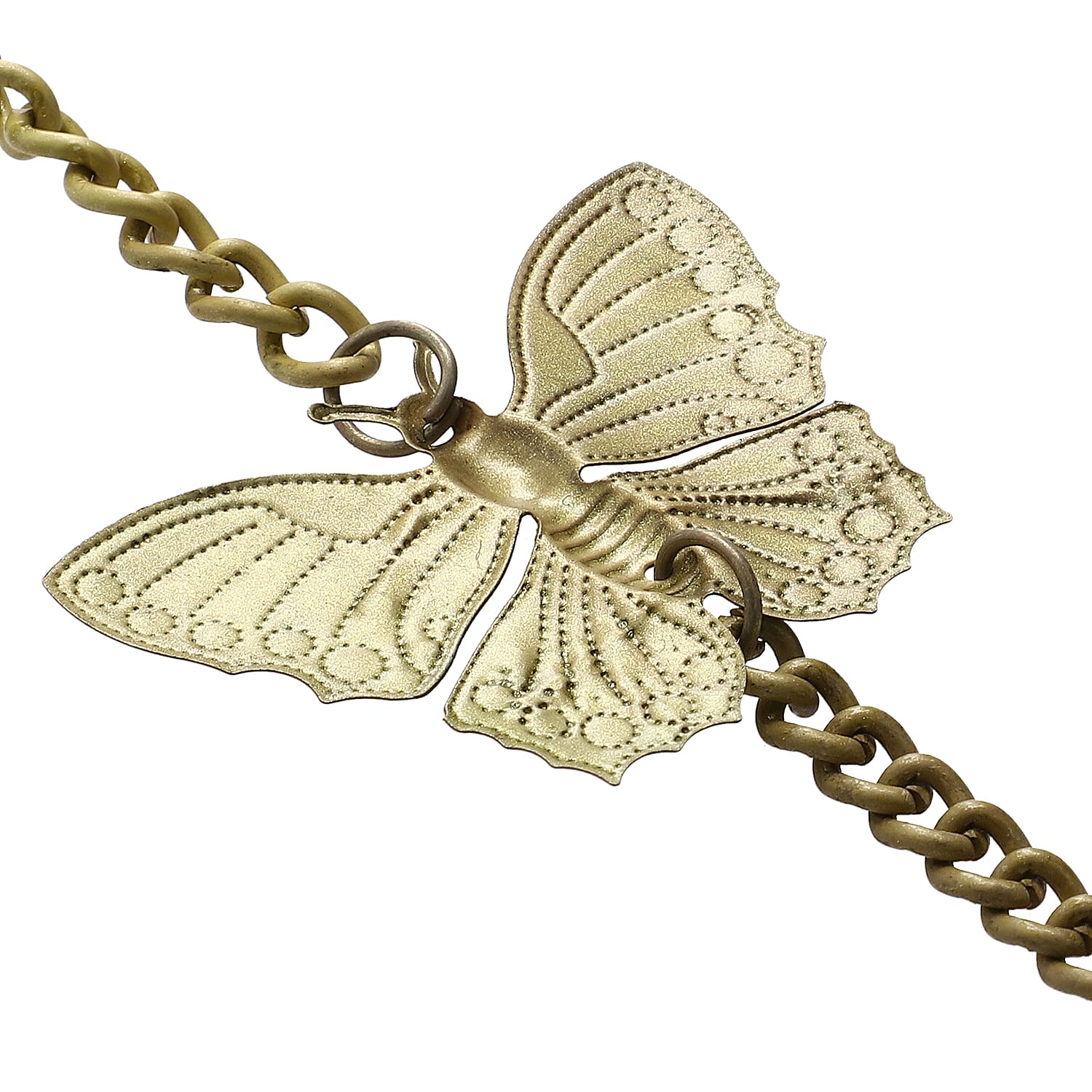 Closeout Deal Antique Look Brass Finish Metal Wind Chime with Miniature Bells - Small Butterfly