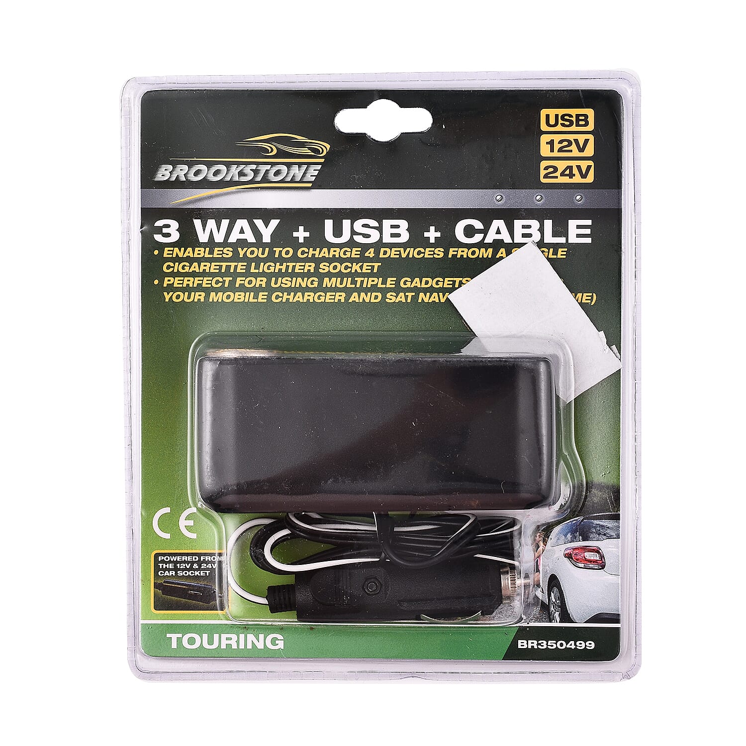 Brookstone 3 in 1 USB Car Charger Black