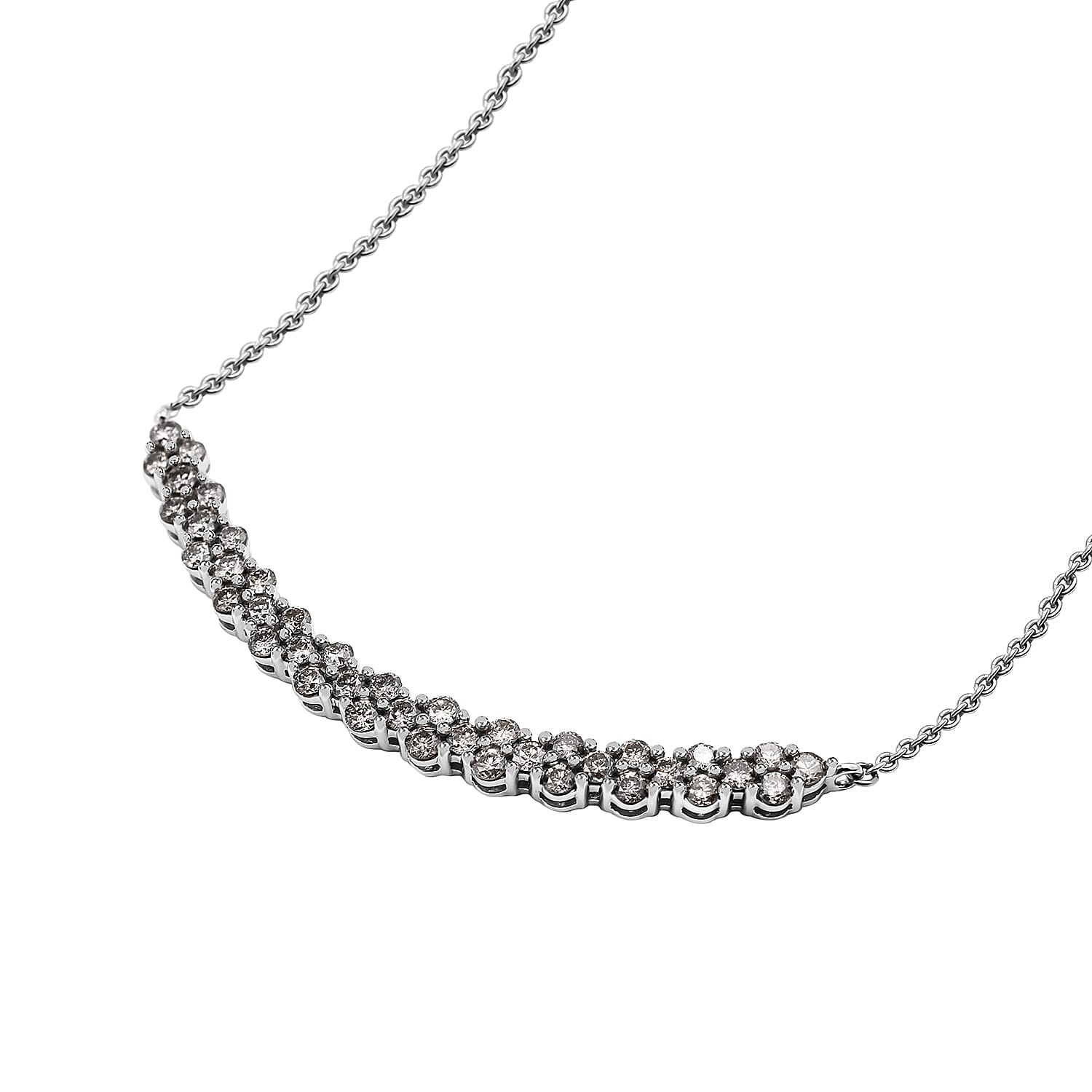 9K White Gold Diamond (I1-I2-G-H) Necklace (Size - 16-18) 1.00 Ct
