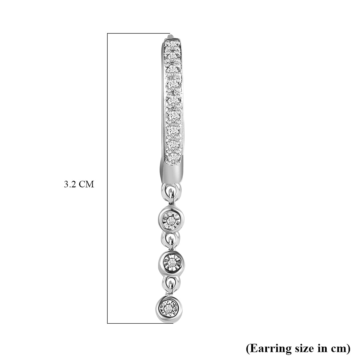 Diamond Half Hoop Earrings in Platinum Overlay Sterling Silver