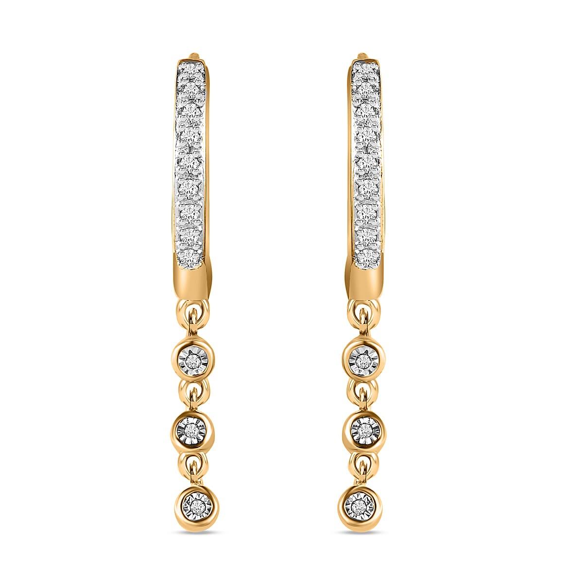 Diamond Half Hoop Earrings in 18K Yellow Gold Vermeil Plated Sterling Silver