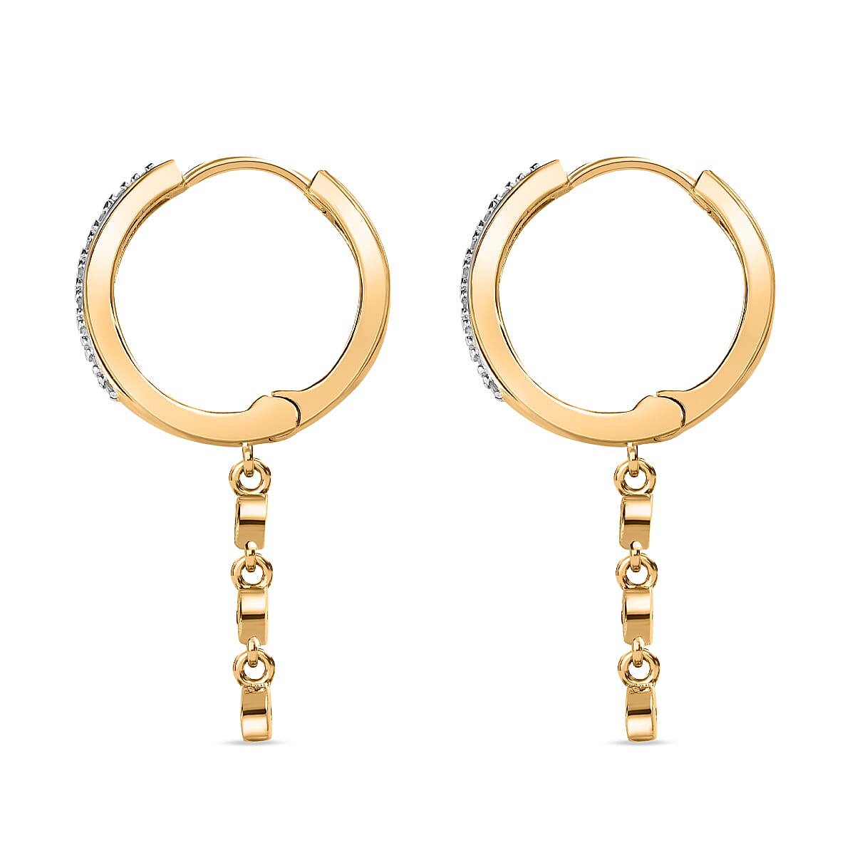 Diamond Half Hoop Earrings in 18K Yellow Gold Vermeil Plated Sterling Silver