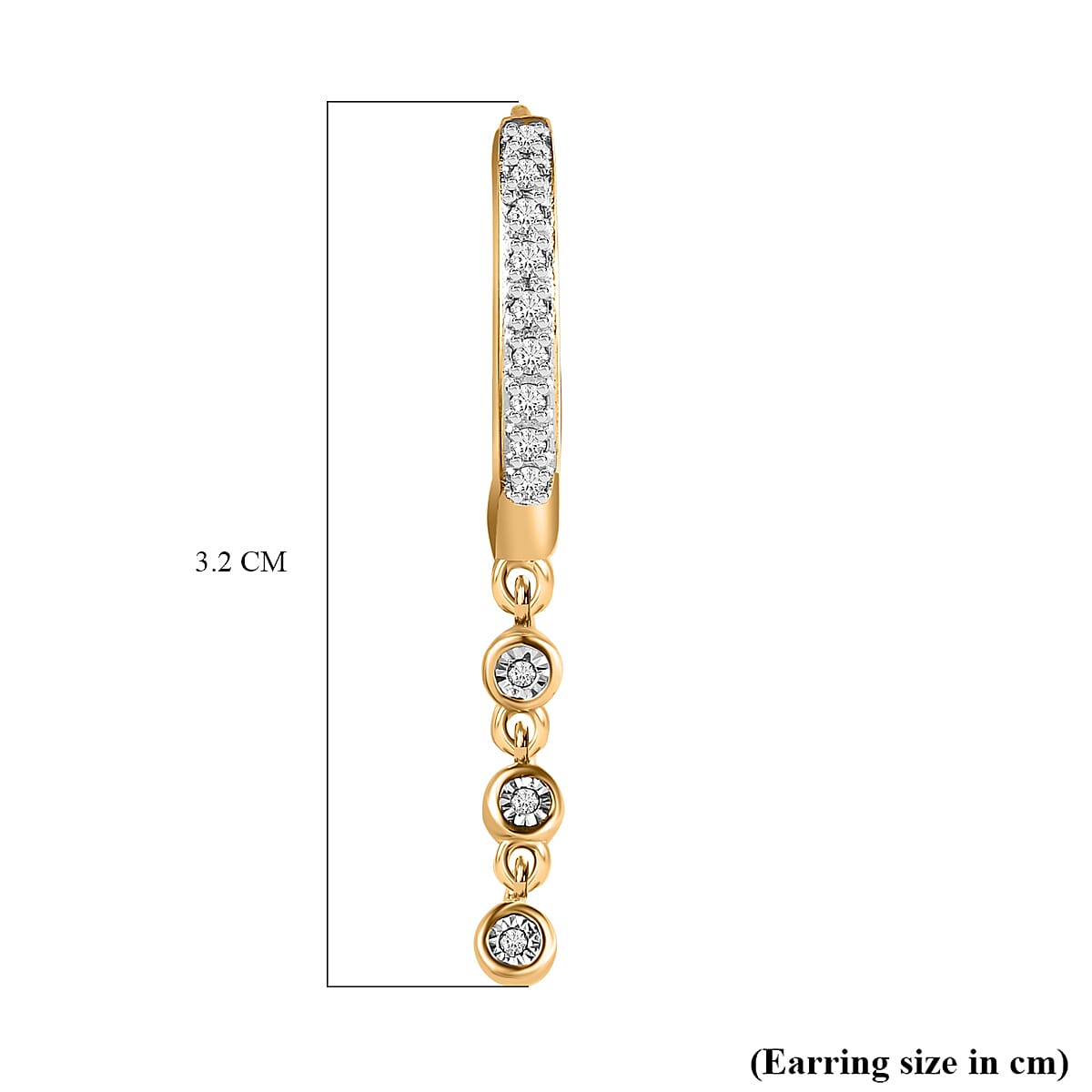 Diamond Half Hoop Earrings in 18K Yellow Gold Vermeil Plated Sterling Silver