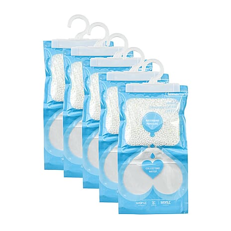 Set of 5 - HOMESMART Hanging Dehumidifier Bag (220gx5) - White & Blue