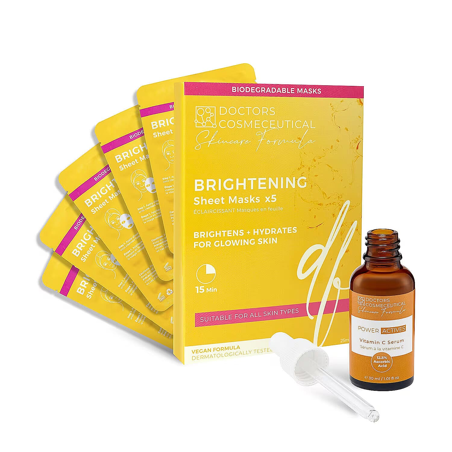 Doctors Formula - Brightening Treatment Mask x 5 - Free Power Active Vitamin C Serum