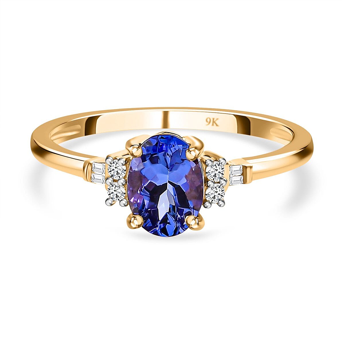 9K Yellow Gold Tanzanite and Diamond Ring 1.20 Ct.