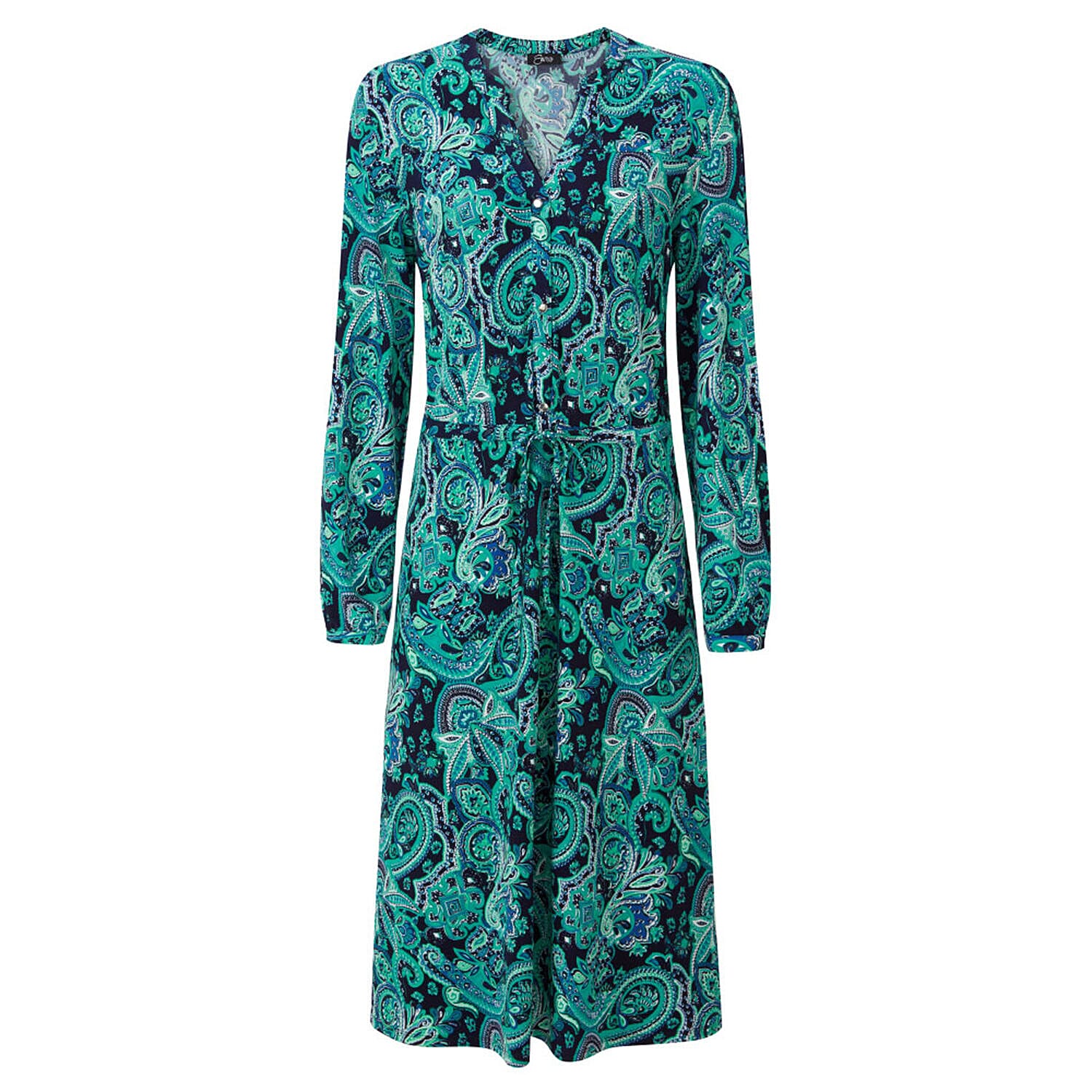 Emreco Long Sleeve Tie Waist Tiered Maxi Dress (Size 12) - Blue