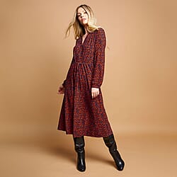 Emreco Long Sleeve Tie Waist Tiered Maxi Dress (Size 12) - Blue