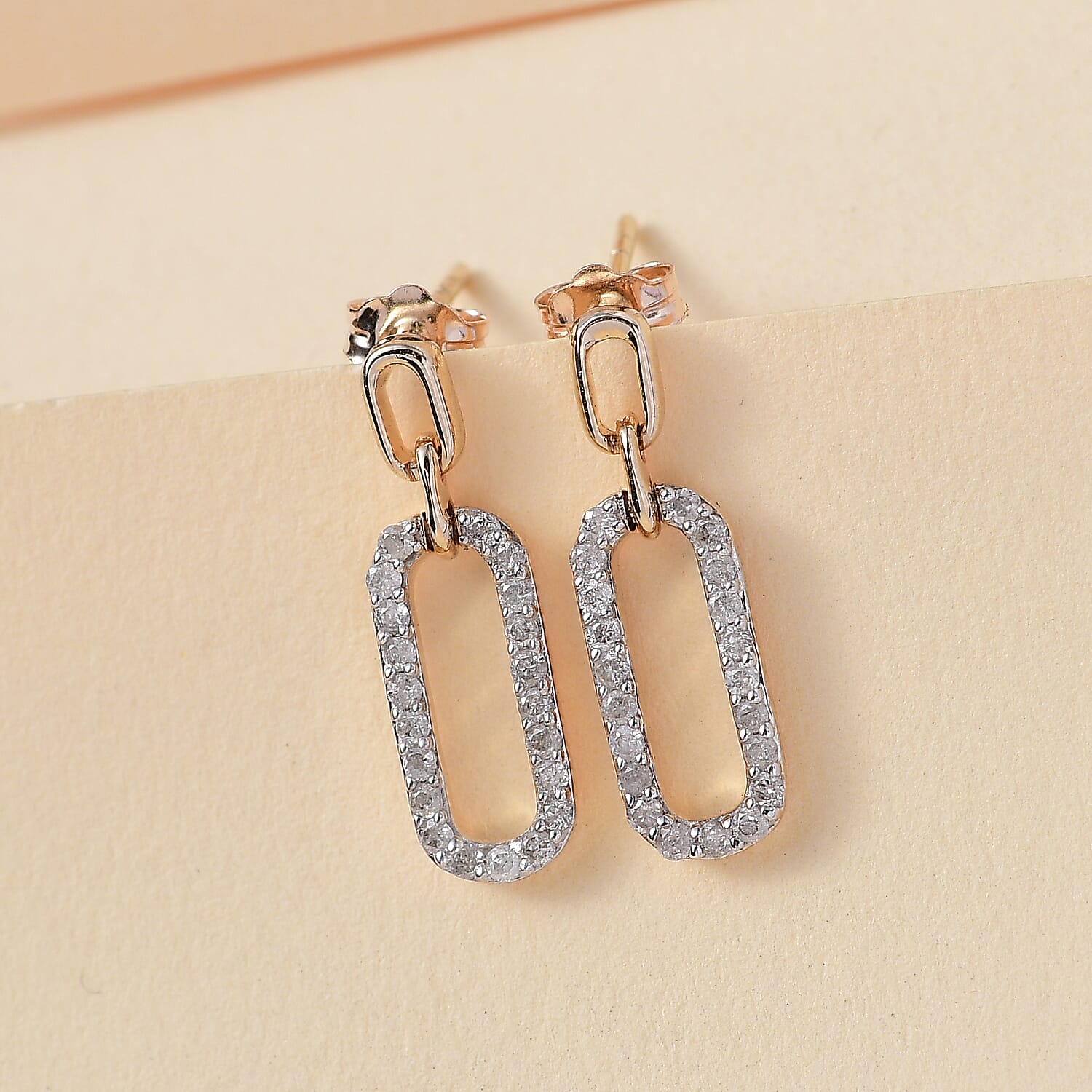 9K Yellow Gold SGL Certified Diamond (G-H) Stud Earrings 0.25 Ct