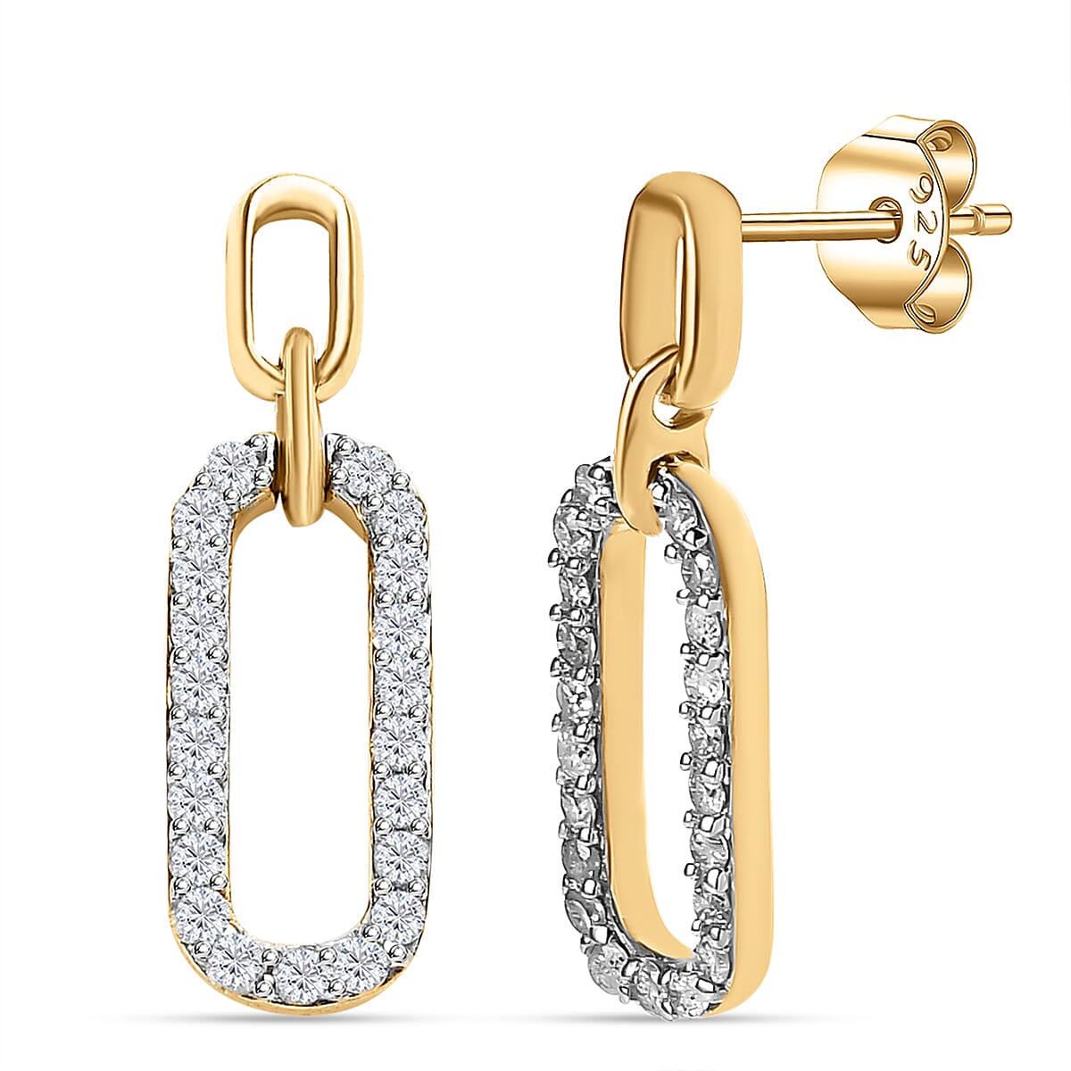 9K Yellow Gold SGL Certified Diamond (G-H) Stud Earrings 0.25 Ct