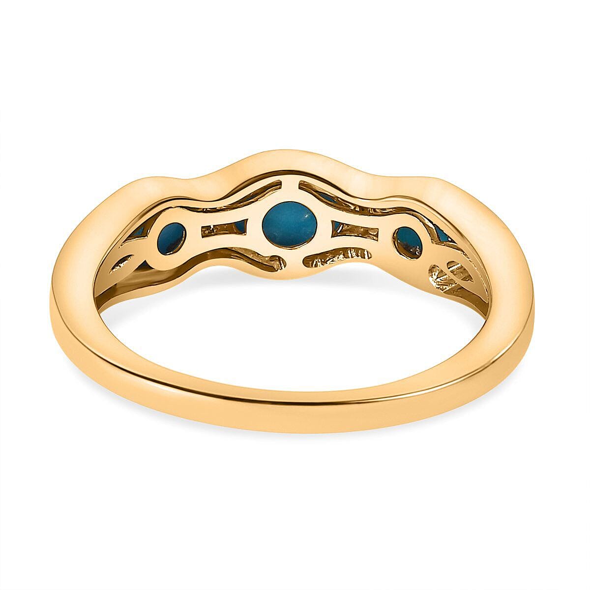 Arizona Sleeping Beauty Turquoise and Natural Zircon Ring in 18K Vermeil Yellow Gold Plated Sterling Silver 1.72 Ct.