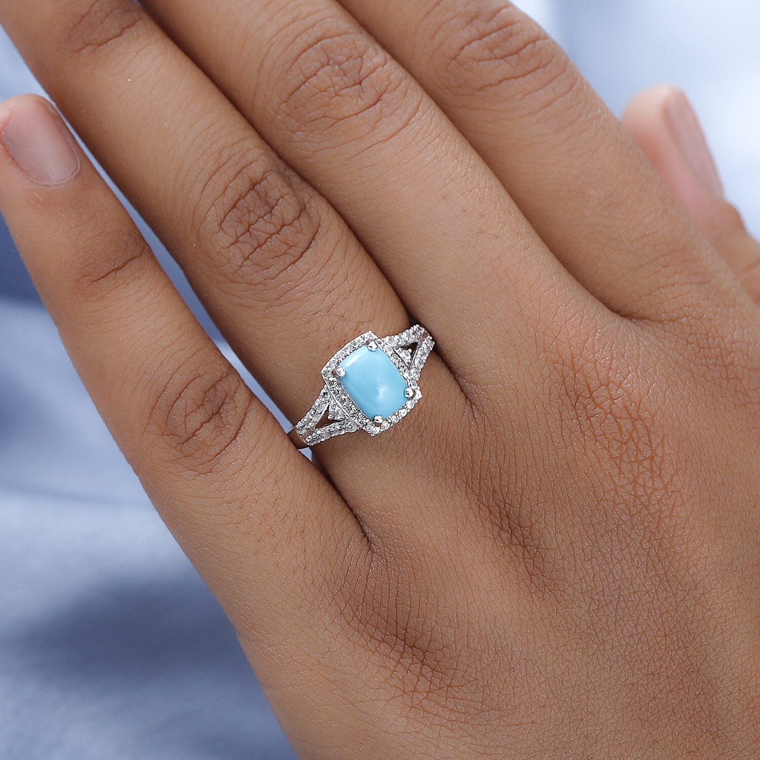 Arizona Sleeping Beauty Turquoise and Natural Zircon Ring in