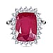 9K Gold African Ruby and Moissanite Halo Ring 