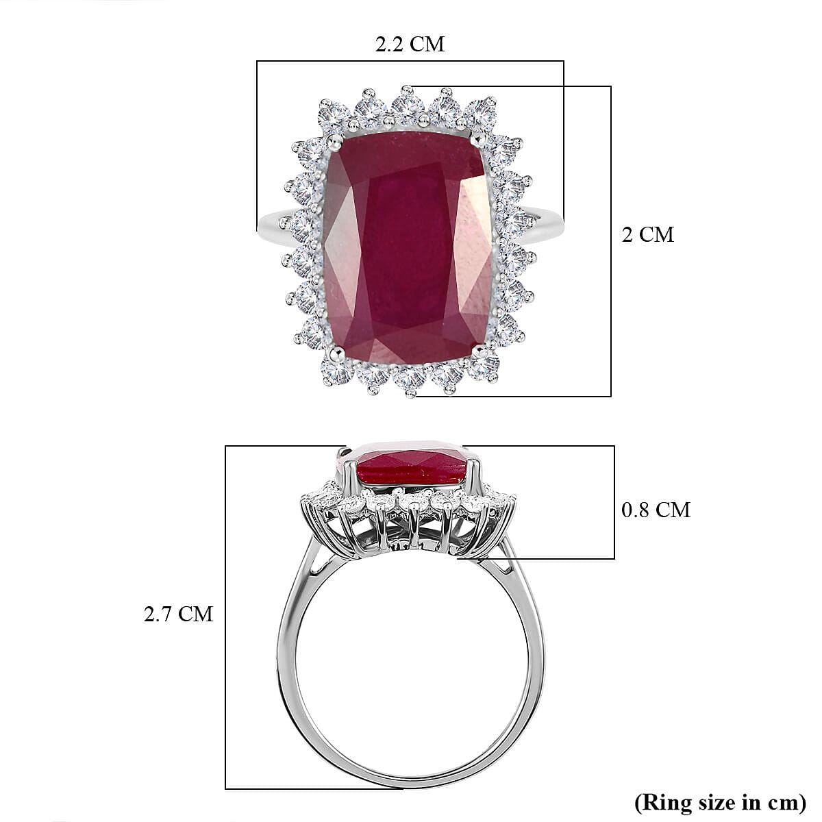9K Gold African Ruby and Moissanite Halo Ring 
