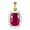 9K Yellow Gold AA African Ruby and White Moissanite Pendant 11.506  Ct.