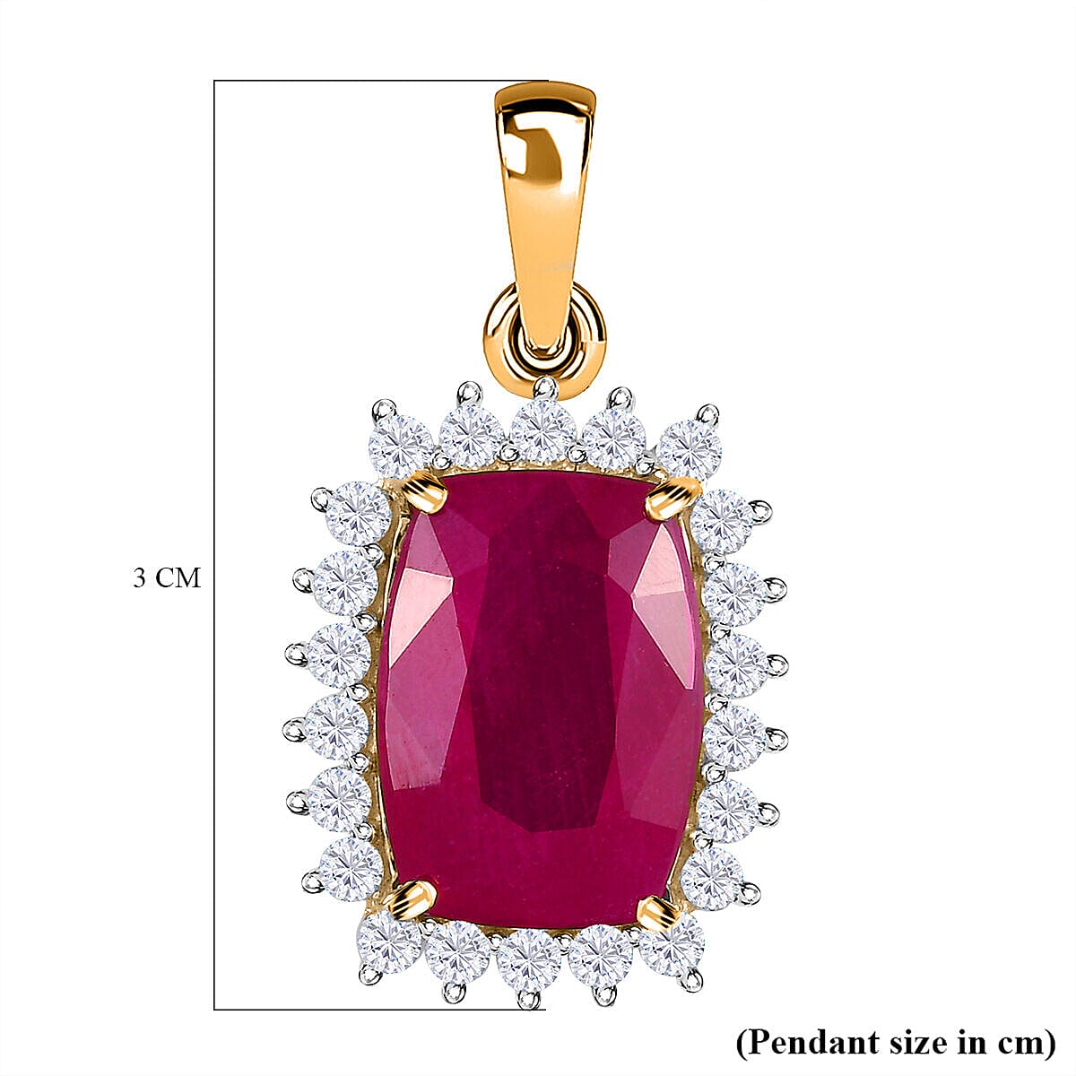9K Yellow Gold African Ruby & Moissanite Pendant 11.51 Ct.