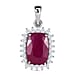 9K White Gold AA African Ruby and White Moissanite Pendant 11.638  Ct.
