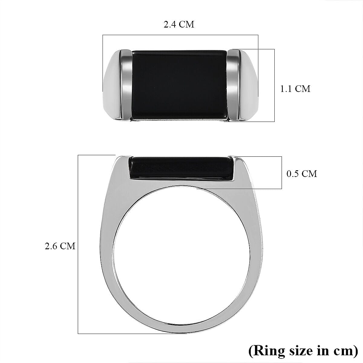 Black Onyx Signet Ring in Platinum Overlay Sterling Silver 5.13 Ct, Silver Wt 5.61 GM