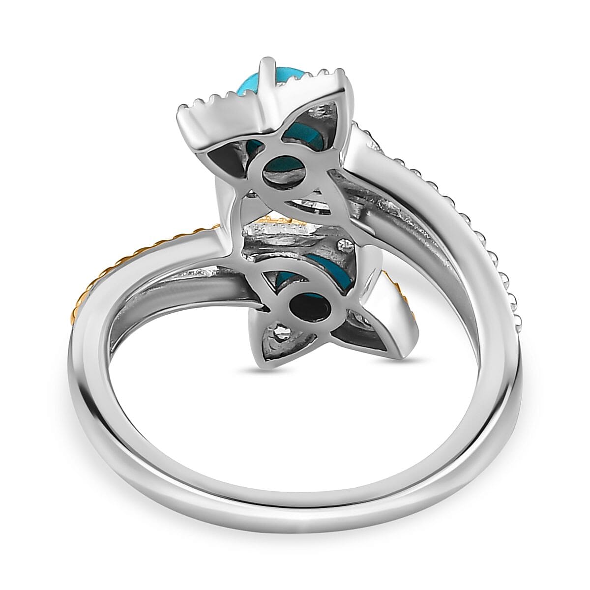 Arizona Sleeping Beauty Turquoise and Natural Zircon Star Bypass Ring ...