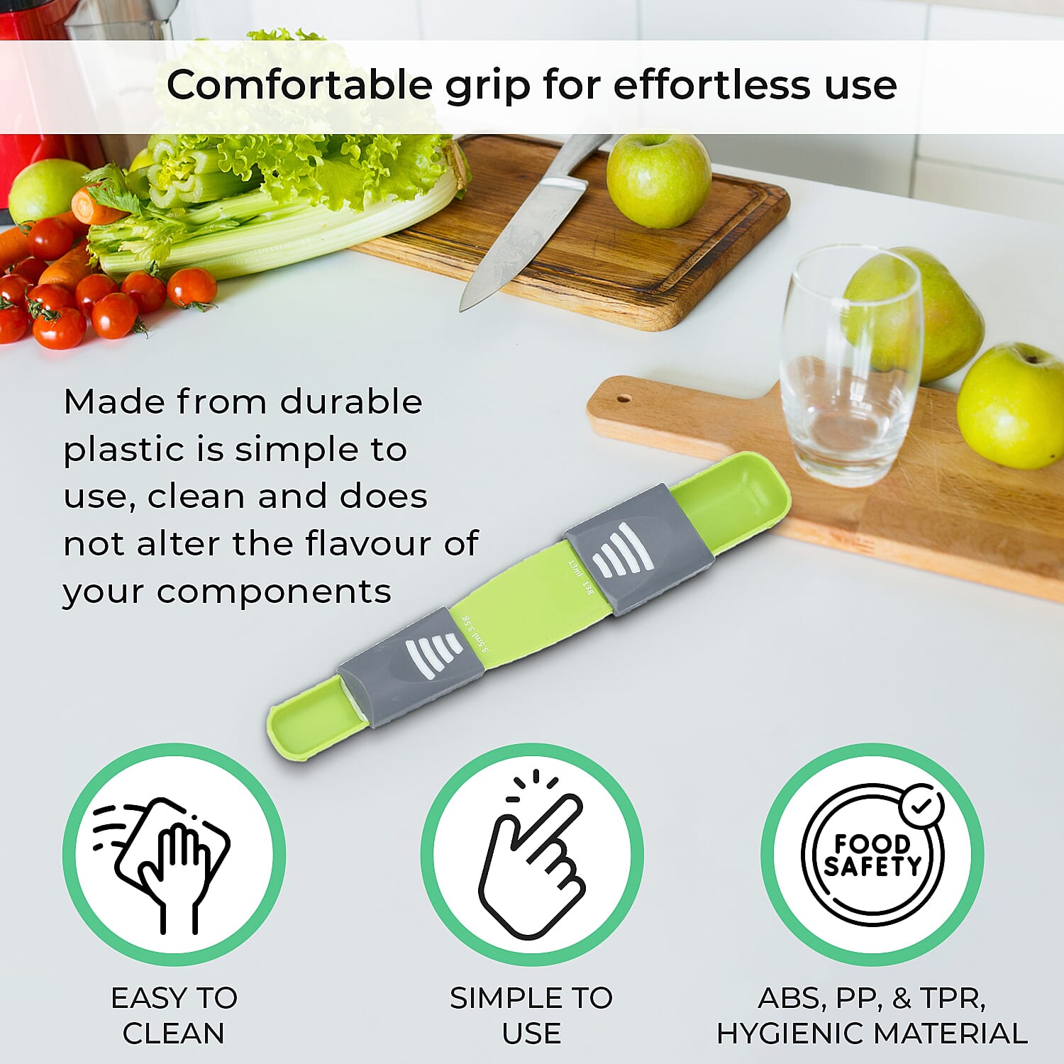 Set of 3 - Kitchen Art Adjustable Measuring Teaspoons (Size 22x4Cm)