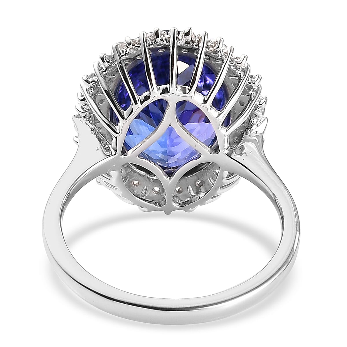 RHAPSODY 950 Platinum  AAAA Tanzanite and Diamond (VS-E-F) Cluster Ring 8.57 Ct, Platinum Wt. 7.00 Gms
