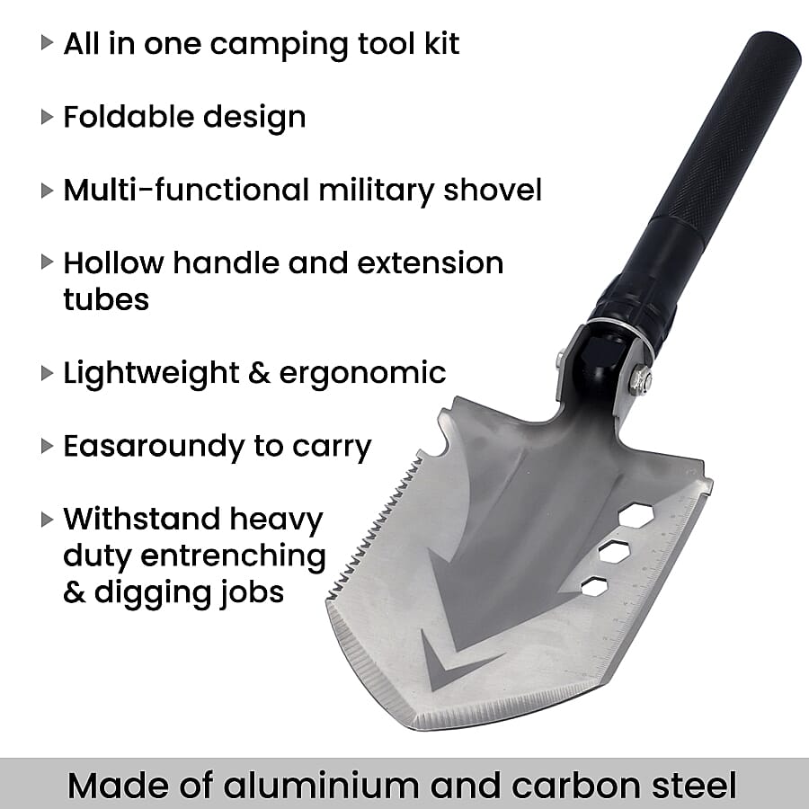 Multi-Purpose Folding Survival Shovel - Black
