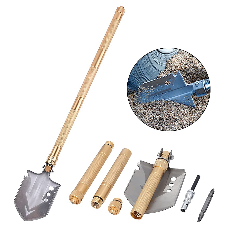 12 in 1 Multi Purpose Folding Extra Strong Garden Spade Shovel Golden