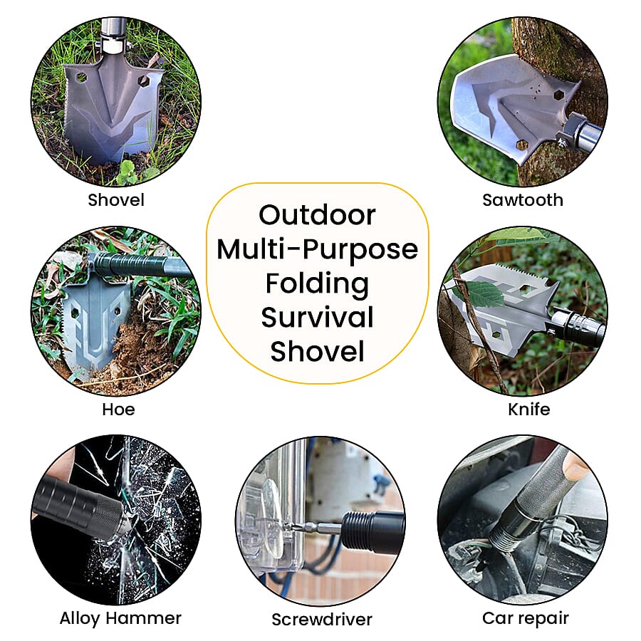 12 in 1 Multi-Purpose Folding Extra Strong Garden Spade - Shovel - Golden