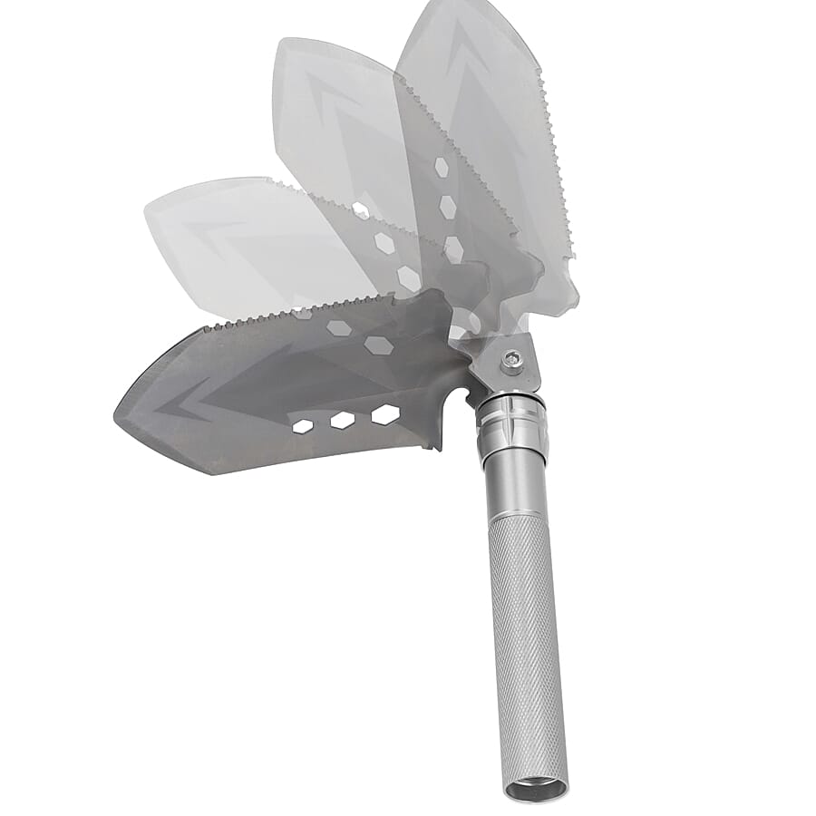 12 in 1 Multi-Purpose Folding Extra Strong Garden Spade - Shovel - Silver