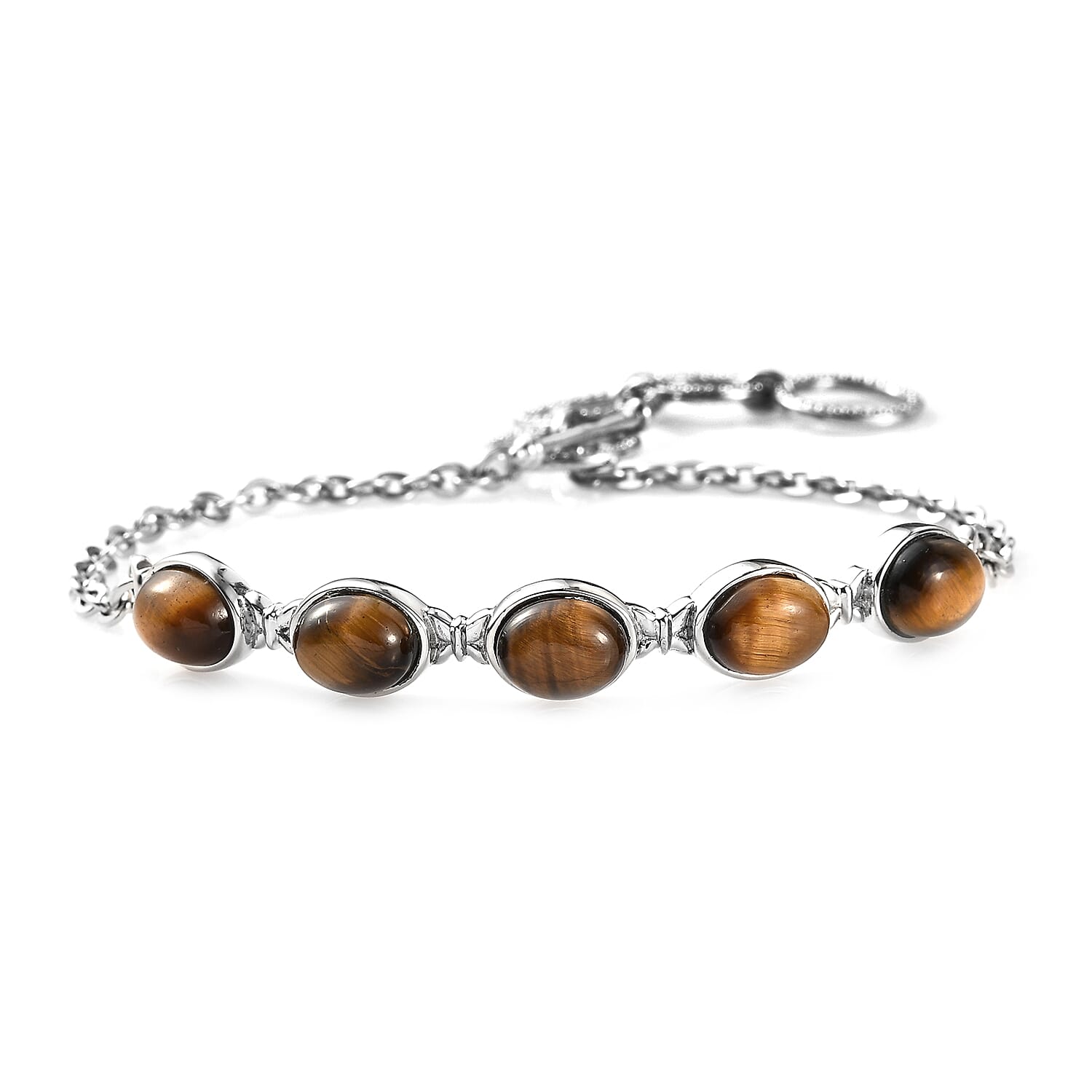 Tigers Eye Bracelet (Size - 7.5) in Stainless Steel 12 Ct.