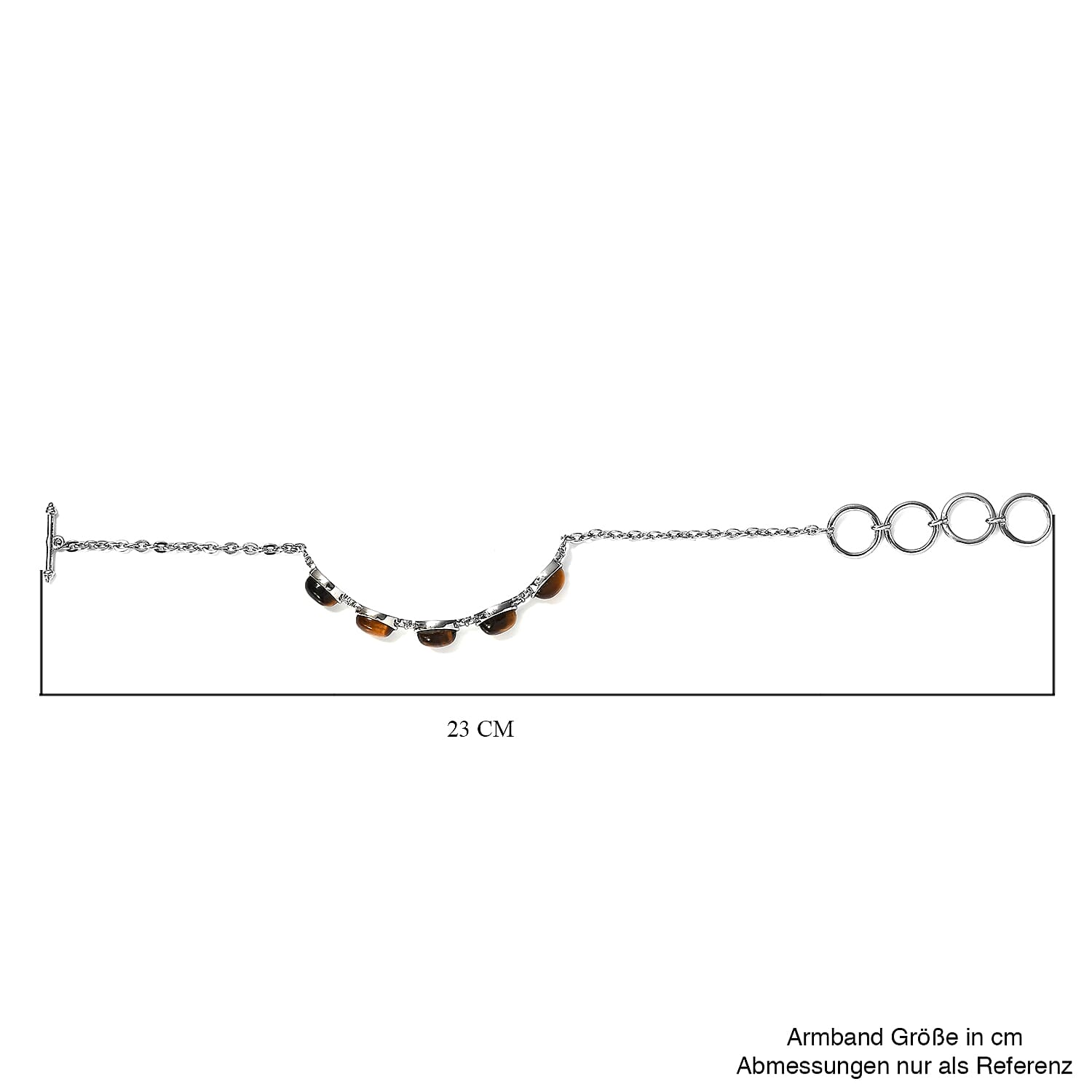 Tigers Eye Bracelet (Size - 7.5) in Stainless Steel 12 Ct.