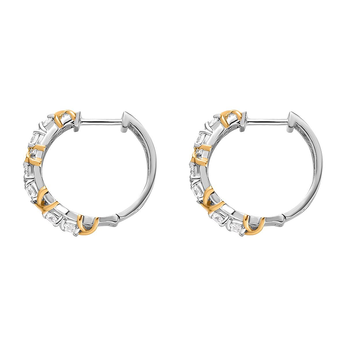 Royal Bali Collection Moissanite Hoop Earrings in 18K Vermeil Yellow Gold Plated Sterling Silver 1.29 Ct.